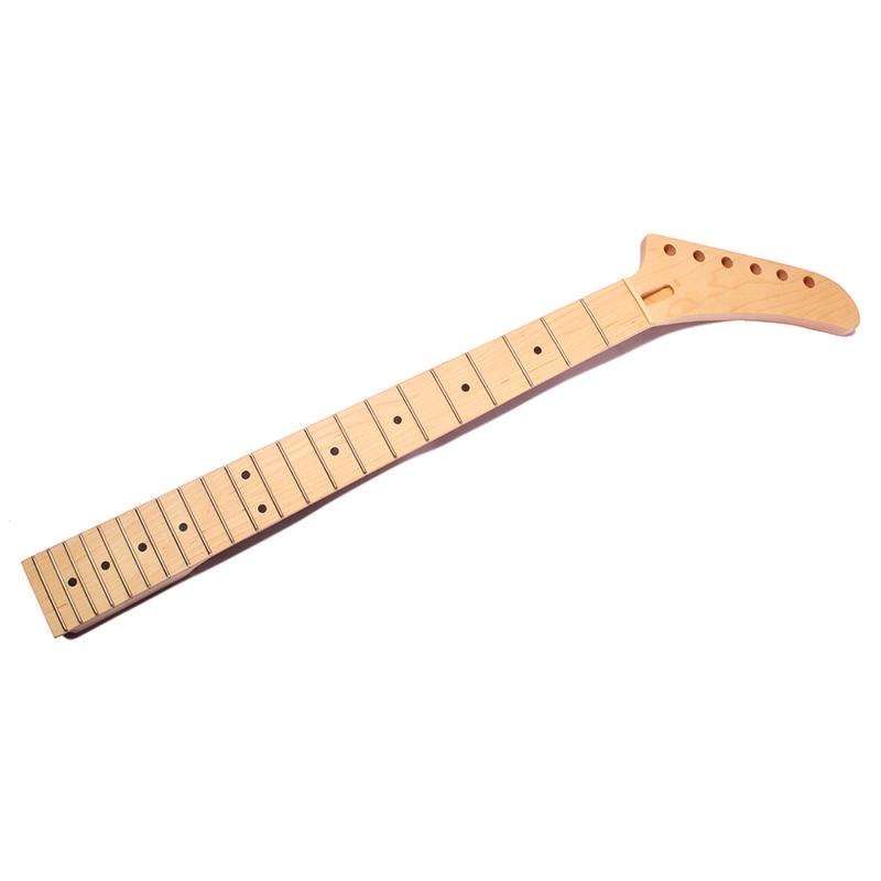 Manche de guitare électrique vierge pour bricolage en érable 22 frettes, échelle de 25,5 mm, boulon satiné transparent sur manche de guitare brut Manche de guitare électrique vierge pour bricolage en érable 22 frettes, échelle de 25,5 mm, boulon satiné transparent sur manche de guitare brut